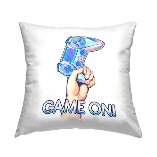 Stupell Industries Game On Typography Gleaming Gaming Controller Throw Pillow, 18" x 18" {1}
