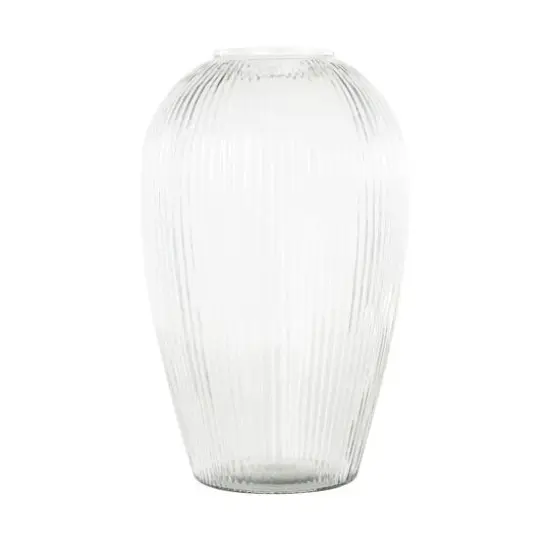 14" Clear Ribbed Glass Vase {7}