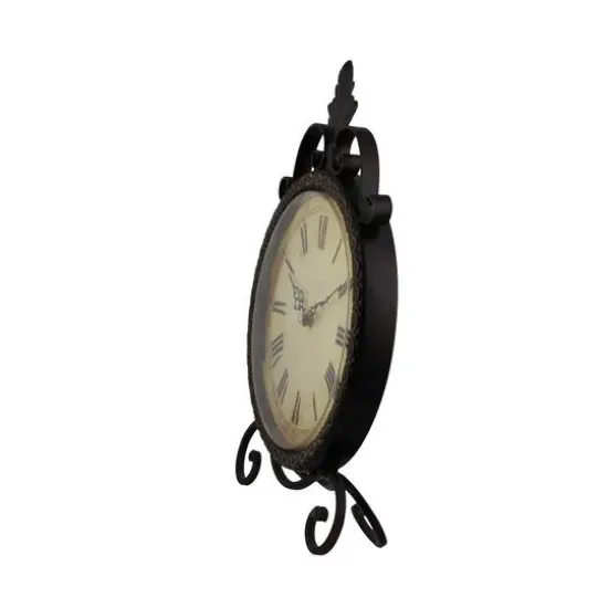 17" Brown Metal Rustic Clock {5}