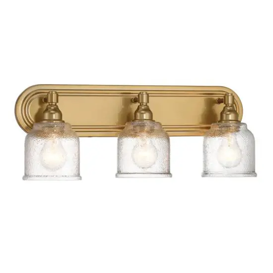 Hello Honey&reg; Clara Brushed Gold Vintage Metal & Distressed Antique Glass 3-Light Vanity Light {7}