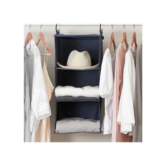 Household Essentials Denim 24" Cotton Blend 3 Shelf Closet Organizer {3}