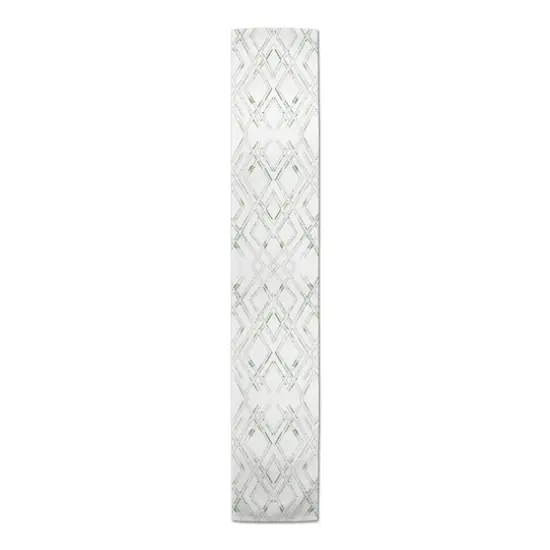 72" Diamond Cotton Twill Runner White/Green {4}