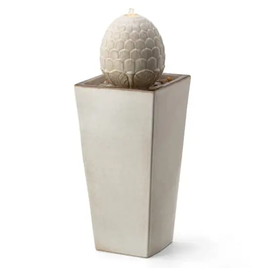 Glitzhome&reg; 36" Oversized Sand Beige LED Ceramic Pedestal Fountain {1}