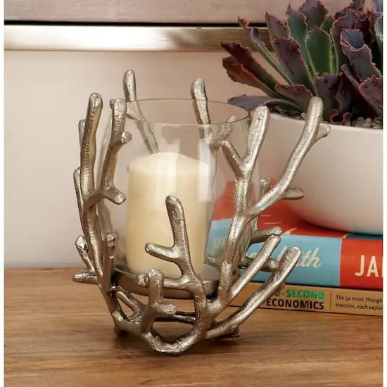 6" Silver Aluminum Coastal Candle Holder {7}