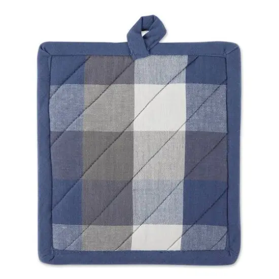 DII&reg; Tri Color Check Potholder Set French Blue {4}