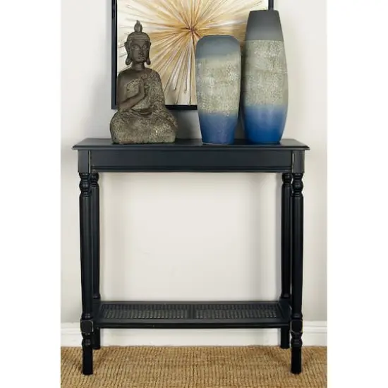 32" Black Traditional Wooden Console Table {3}