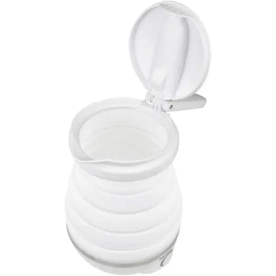 Brentwood White 0.85qt. Dual-Voltage Collapsible Travel Kettle {6}