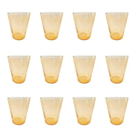 Hello Honey® 12oz. Peach Ribbed Round Reclaimed Glass Drinking Glasses, 12ct. {1}