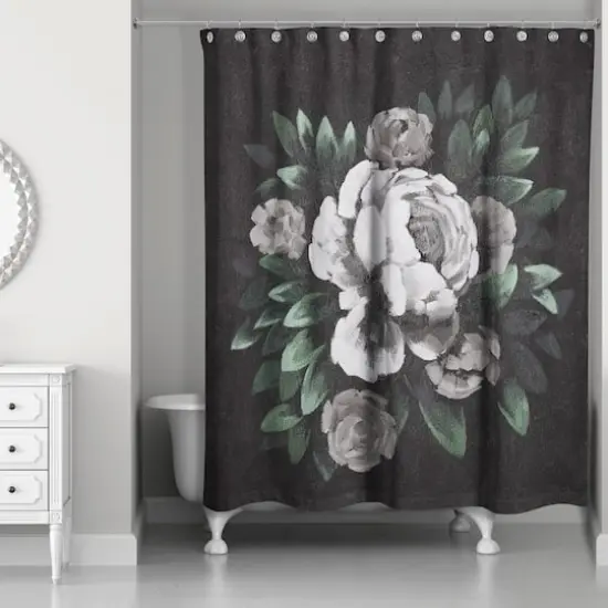 Dark Moody Floral 71" x 74" Shower Curtain {3}