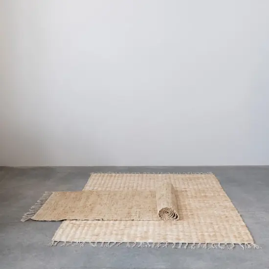 Hello Honey® Natural Boho Woven Jute & Cotton Rug with Fringe, 72" x 48" {3}