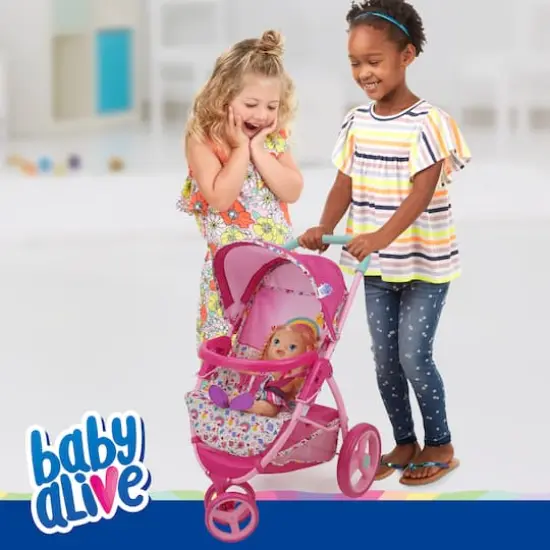 509 Crew Baby Alive Pink and Rainbow Doll Jogging Stroller {6}