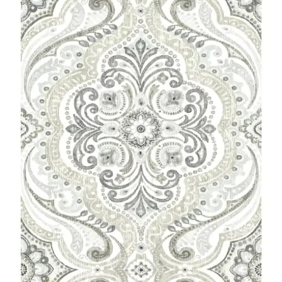 RoomMates Bohemian Damask Peel & Stick Wallpaper Taupe and Gray {1}