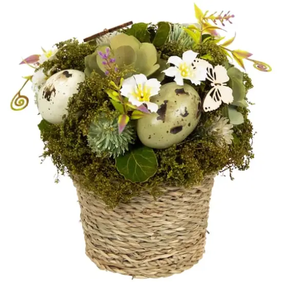 7" Wooden Mixed Floral & Easter Egg Artificial Arrangement {1}