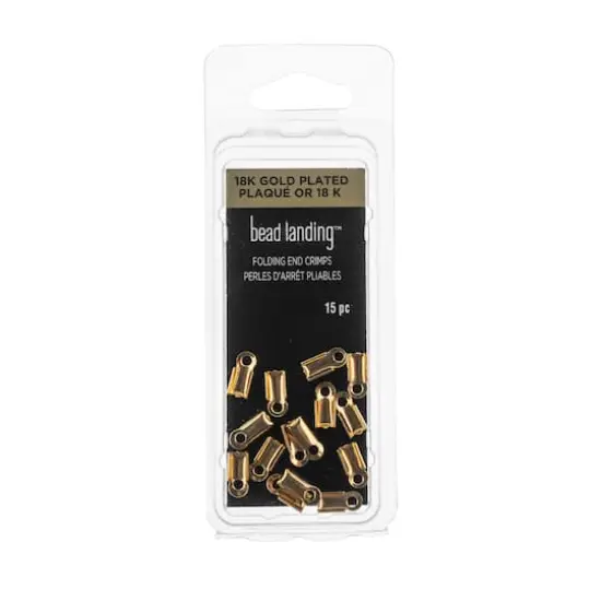 9mm 18K Gold-Plated Folding End Crimps by Bead Landing&trade; {1}
