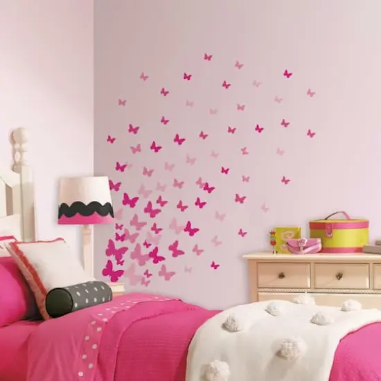 RoomMates Pink Flutter Butterflies Peel & Stick Wall Decals {4}