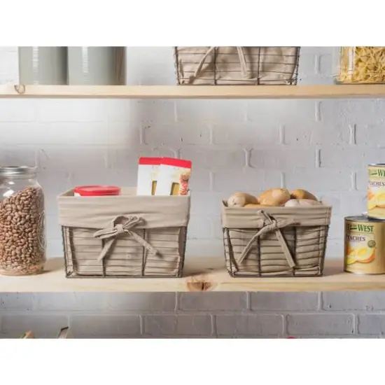 DII&reg; Desert Taupe Lined Vintage Wire Basket Set {8}