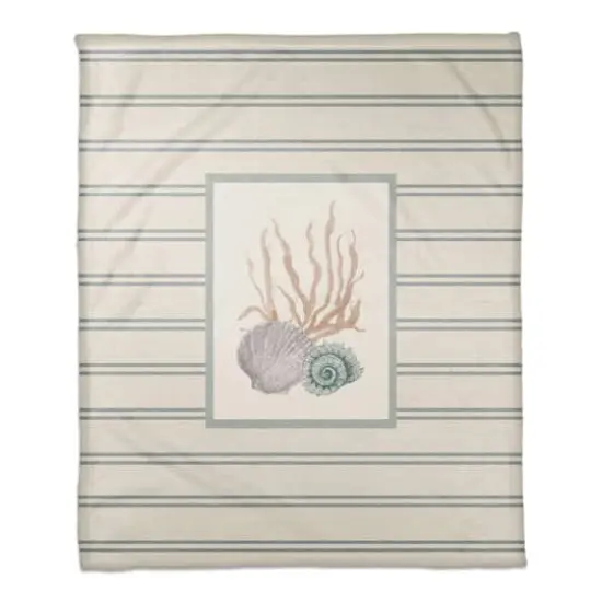 Scallop and Snail Shell 50" x 60" Coral Fleece Blanket {1}