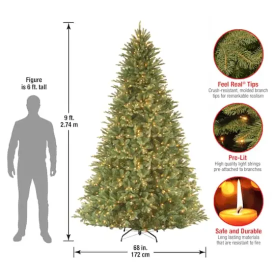 9 Ft. Pre-Lit Feel Real® Tiffany Fir Full Artificial Christmas Tree, Clear Lights {6}