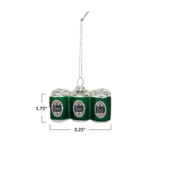 Hello Honey&reg; 3.25" Green Beer 6-Pack Glass Ornament {5}