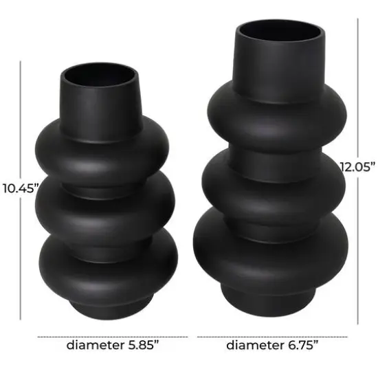 Black Bubble Ribbed Glass Vase Set {11}