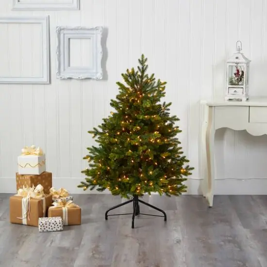 4ft. Pre-Lit North Carolina Fir Artificial Christmas Tree, Clear LED Lights {3}