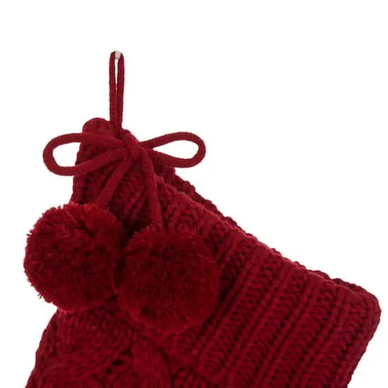 Glitzhome&reg; 24" Red Knited Christmas Stocking {3}
