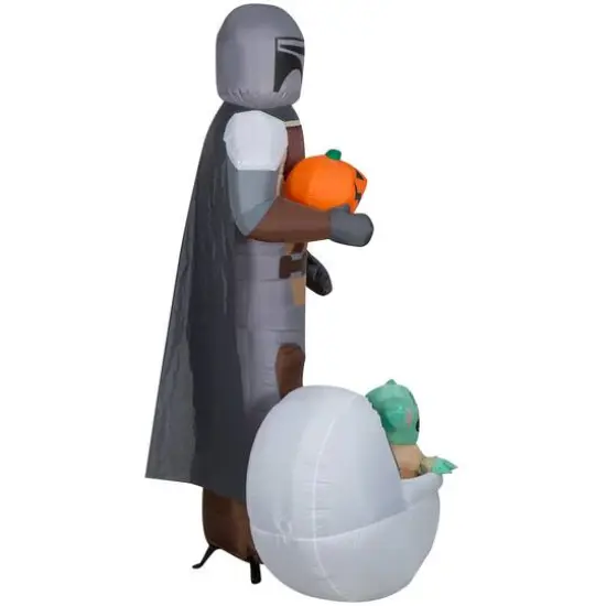 6.5ft. Airblown&reg; Inflatable Halloween Star Wars Mandalorian & The Child with Pumpkin {3}