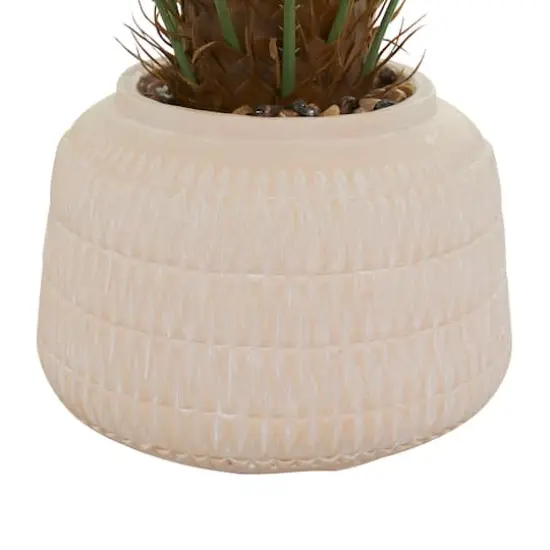 3ft. Green Sago Palm Faux Foliage Artificial Plant with Pink Ceramic Pot {5}