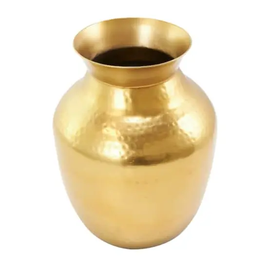 12" Gold Metal Hammered Spotted Vase {4}