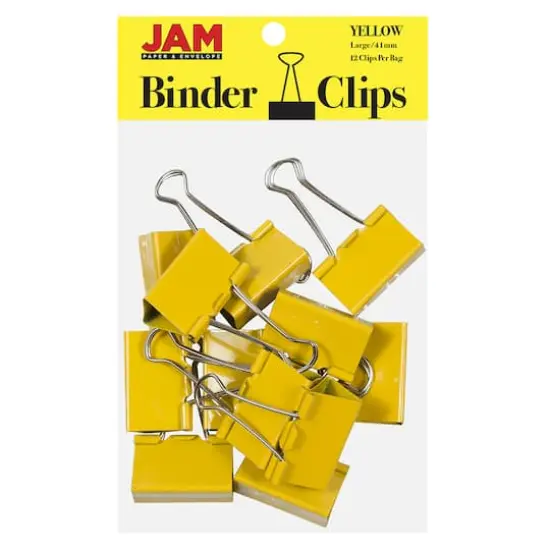 JAM Paper 1.5" Binder Clips, 12ct. Yellow {1}
