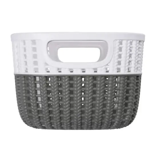 Simplify 9.4" Small 2-Tone Decorative Storage Basket Gray/White {5}