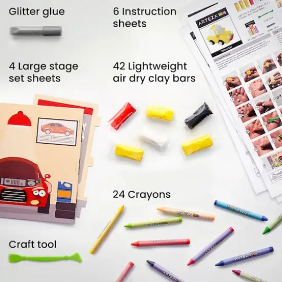 Arteza&reg; Kids Car Garage Medium Stage Clay Kit, 72 pcs {3}