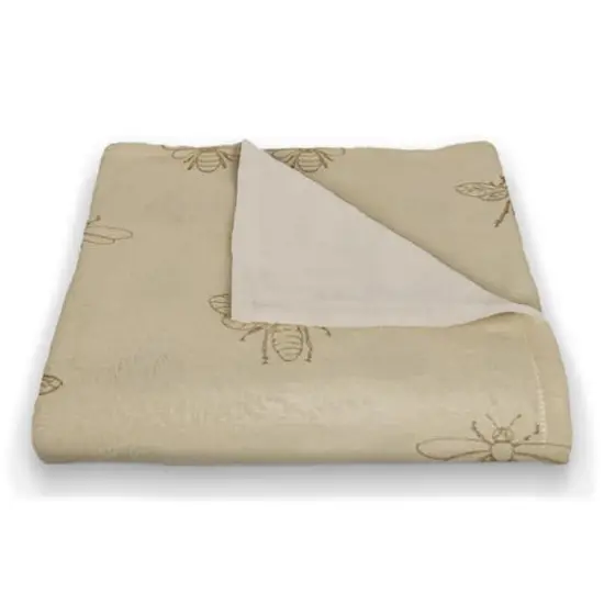 Delicate Bee Pattern Coral Fleece Blanket Yellow {3}