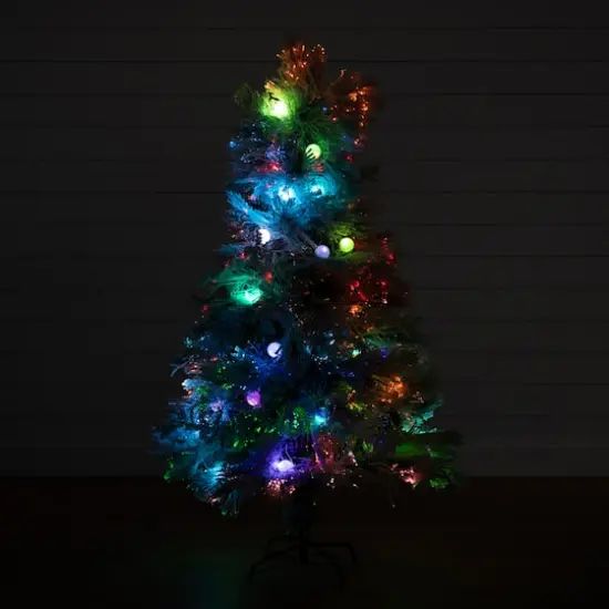 5ft. Fiber Optic Multicolor Bubble-Gum LED Lights Flocked Artificial Christmas Tree {5}
