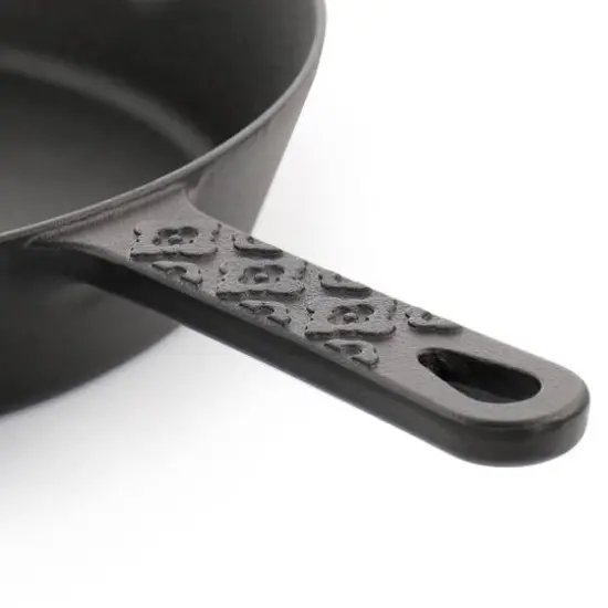 Spice by Tia Mowry Savory Saffron 12" Cast Iron Skillet with Pouring Spouts {3}