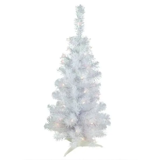 3ft. Pre-lit White Rockport Pine Artificial Christmas Tree, Clear Lights {1}