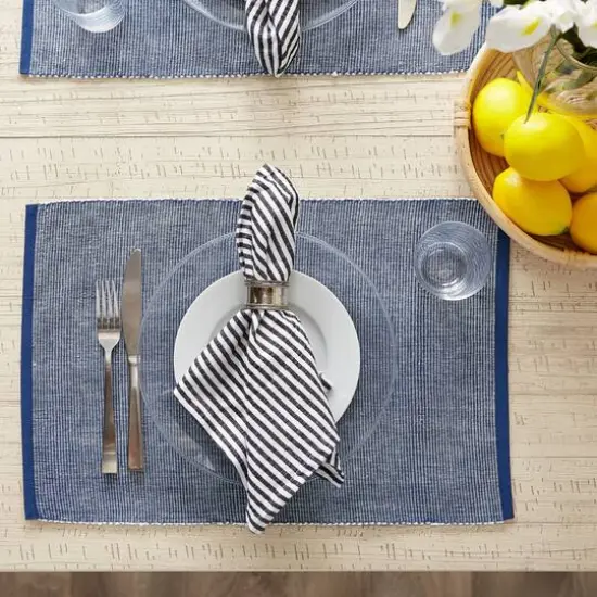 DII&reg; 2-Tone Ribbed Placemats, 6ct. Navy and white {7}