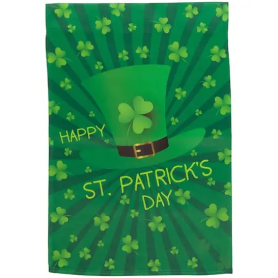 Happy St. Patrick's Day Shamrocks Outdoor Garden Flag {1}