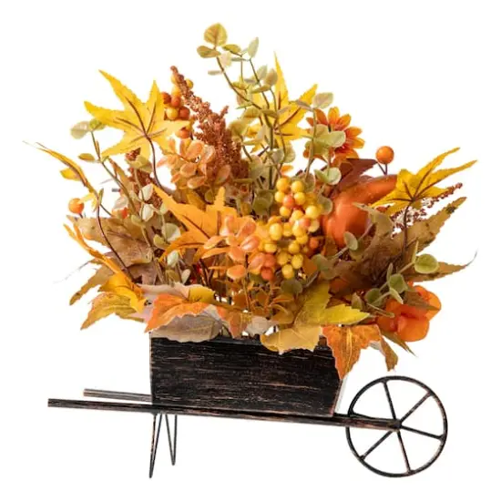 Glitzhome&reg; 14" Fall Floral Cart Centerpiece {8}