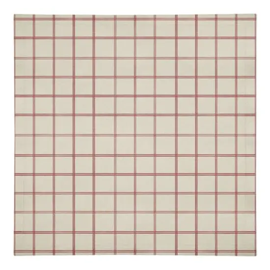 Red & Cream Check Cotton Twill Napkin {1}