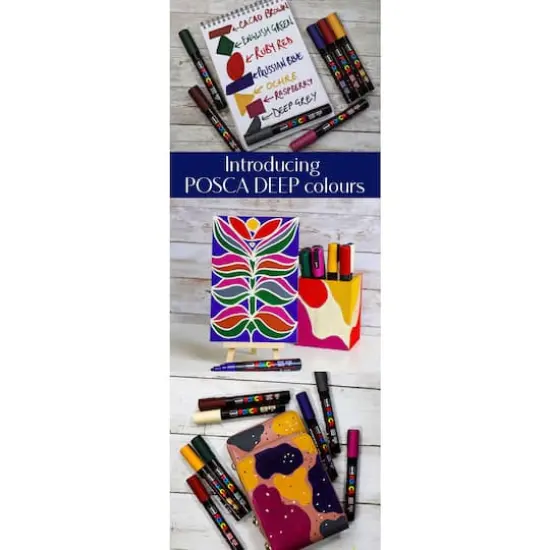 POSCA PC-5M Medium Tip Dark Color Paint Marker Set {4}