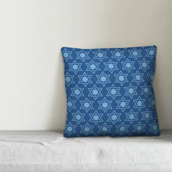 Blue Star of David Pattern 18x18 Spun Poly Pillow {3}
