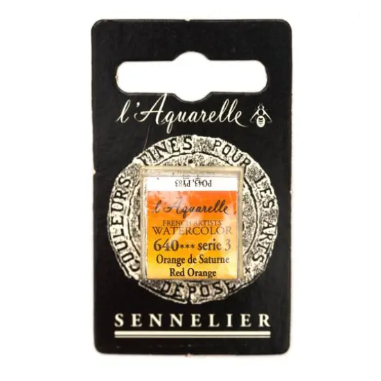 Sennelier French Artists' Watercolor Paint, Half Pan 640 Red Orange {1}