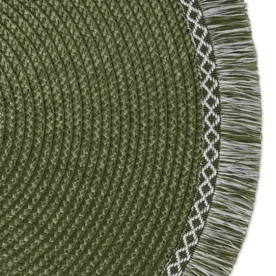 DII&reg; Round Fringed Placemats, 6ct. Sage {4}
