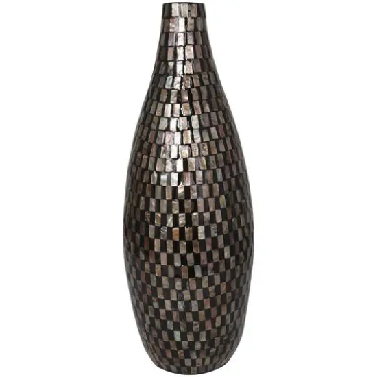 24" Black Mother of Pearl Handmade Mosaic Inspired Vase {9}