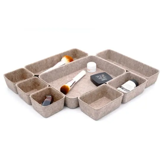 Welaxy Felt 8 Piece Drawer Organizer Tray Set Sandstone {5}