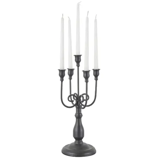 17" Black Metal Antique Style Candelabra {1}