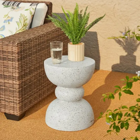 Glitzhome&reg; 17.25" Terrazzo Garden Accent Stool {3}