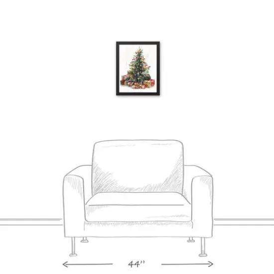 Christmas Tree Presents 12.73" x 15.73" Black Framed Canvas {5}