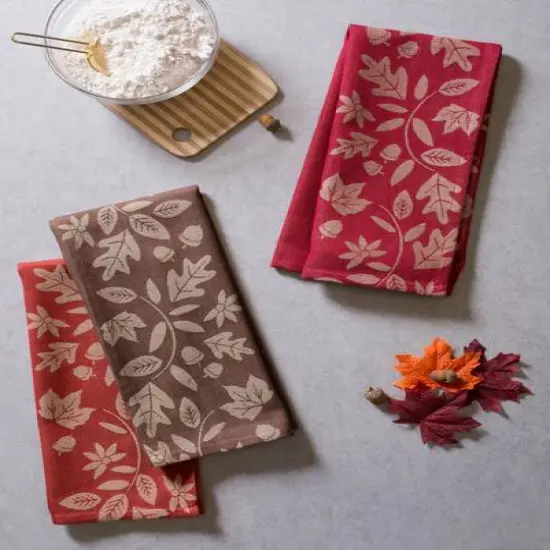 DII&reg; Assorted Fall Harvest Vine Jacquard Dishtowel Set {6}